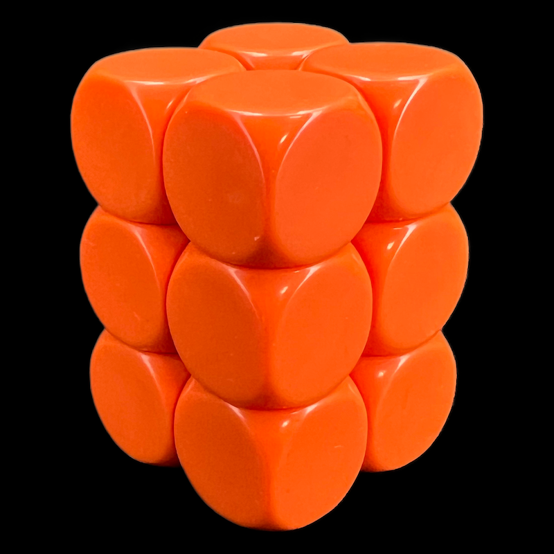D&G Opaque Blank Orange 16mm 12 x D6 Dice Set