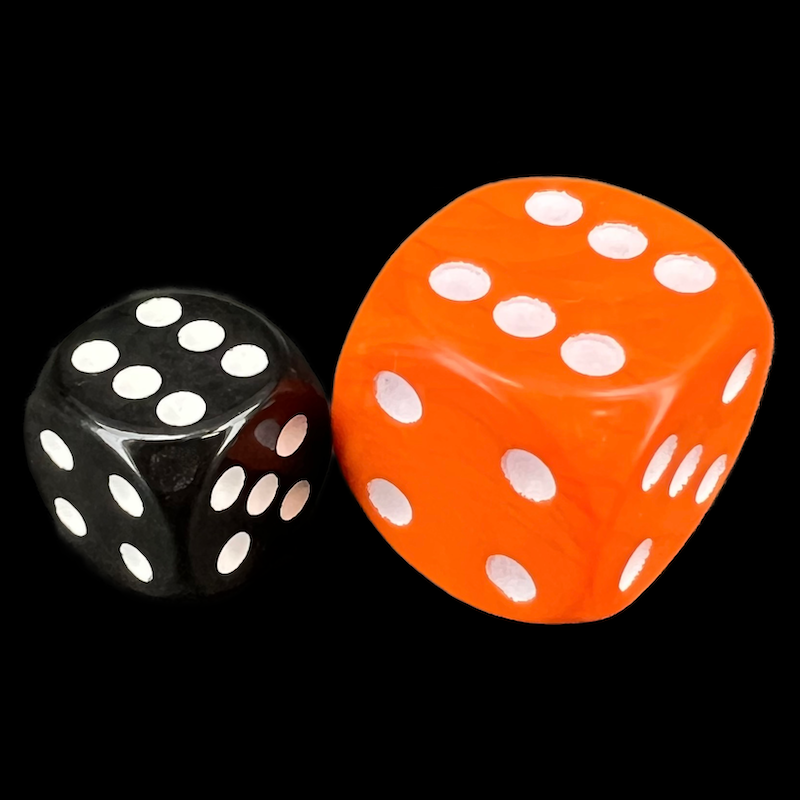 D&G Opaque Orange & White JUMBO 22mm D6 Spot Dice
