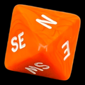 D&G Opaque Orange & White Compass D8 Dice