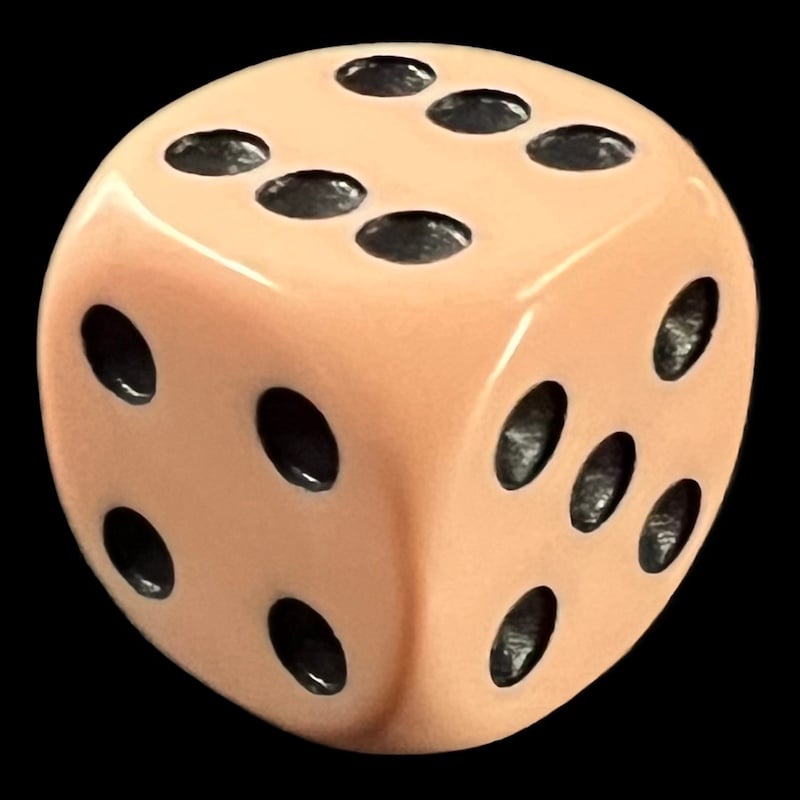 CLEARANCE D&G Opaque Peach & Black 16mm D6 Spot Dice OOP