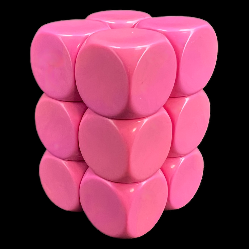 D&G Opaque Blank Pink 16mm 12 x D6 Dice Set