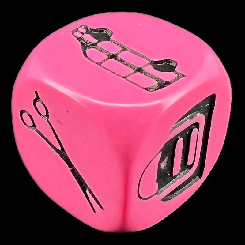HALF PRICE CLEARANCE D&G Opaque Pink Girls Night Out Hen Party 16mm D6 Dice SECONDS
