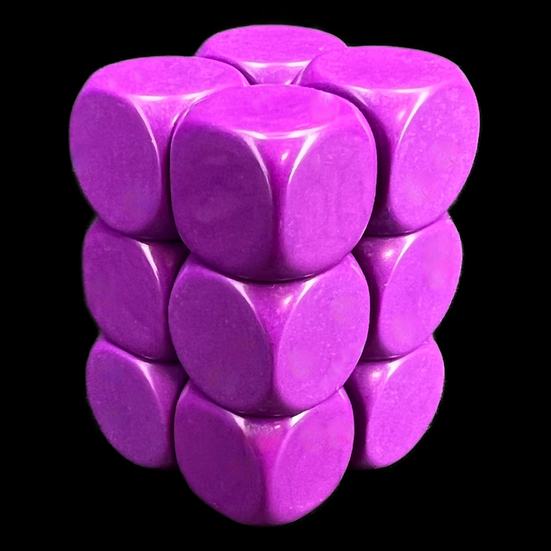D&G Opaque Blank Purple 16mm 12 x D6 Dice Set