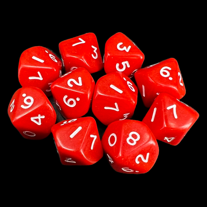 D&G Opaque Red 10 x D10 Dice Set