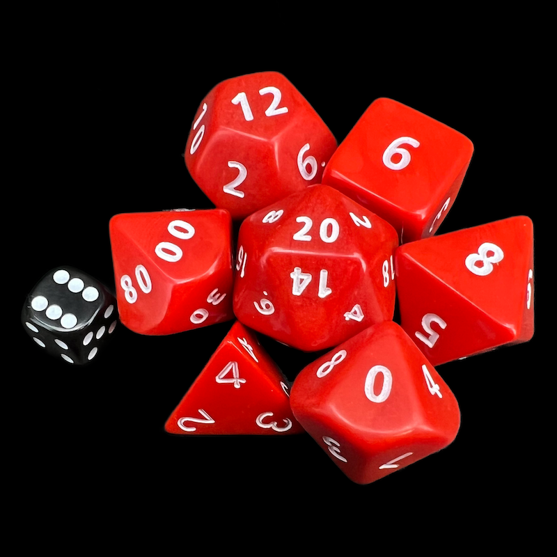 D&G Opaque Red JUMBO 34mm 7 Dice Polyset