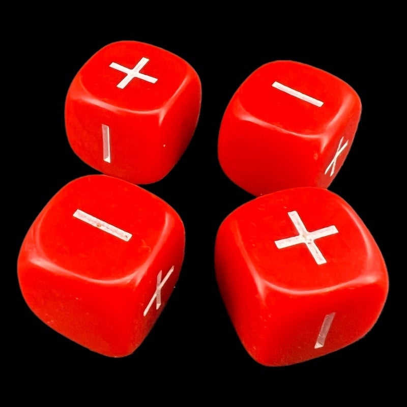 D&G Opaque Red & White Fudge Fate 4 x D6 Dice Set