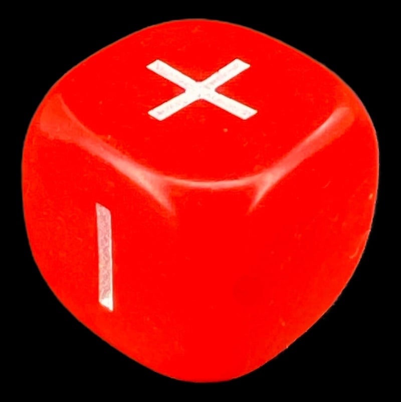 D&G Opaque Red & White Fudge Fate D6 Dice