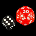 D&G Opaque Red & White JUMBO 28mm D30 Dice
