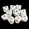 D&G Opaque White 10 x D10 Dice Set