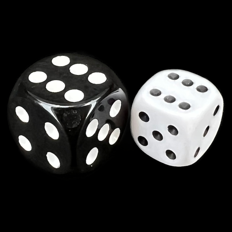 D&G Opaque White 12mm D6 Spot Dice