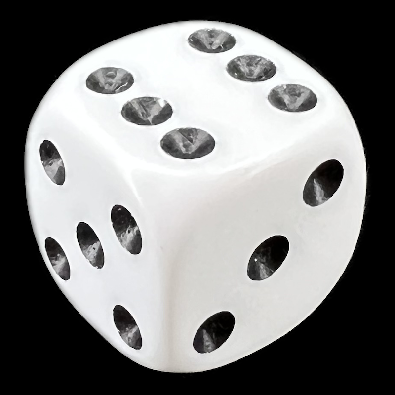 D&G Opaque White 16mm D6 Spot Dice