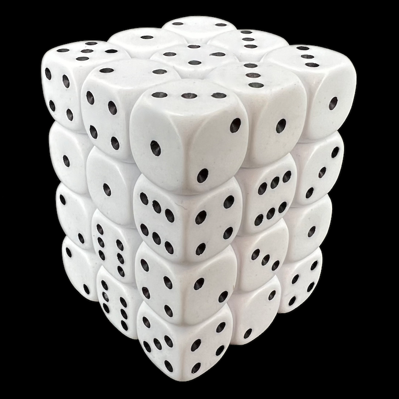 D&G Opaque White 36 x D6 Dice Set
