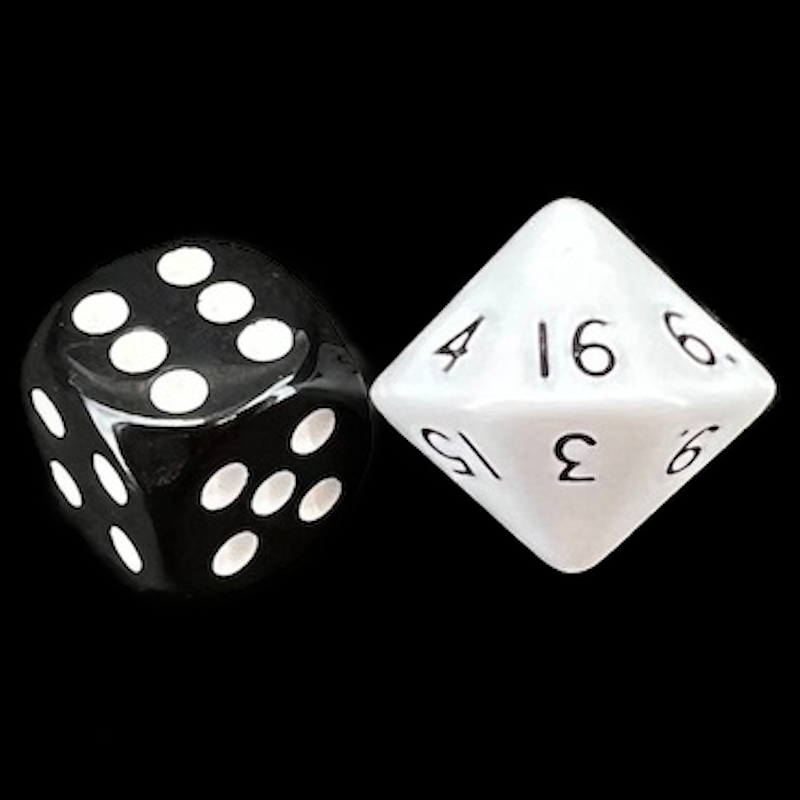D&G Opaque White & Black D16 Dice