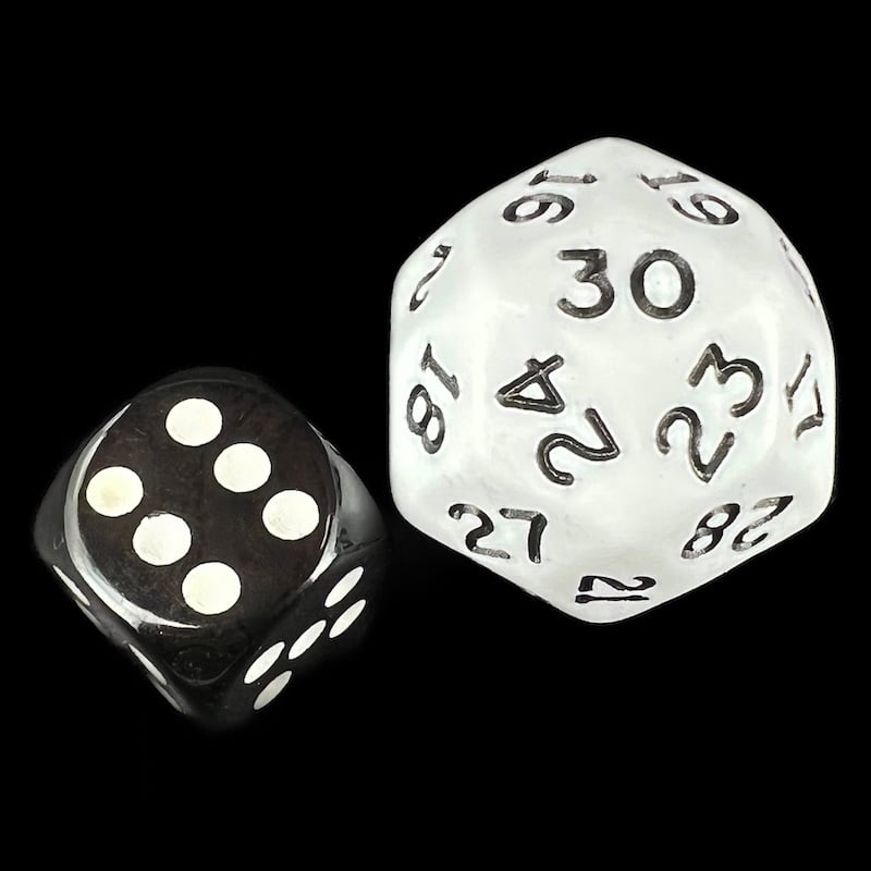 D&G Opaque White & Black JUMBO 28mm D30 Dice