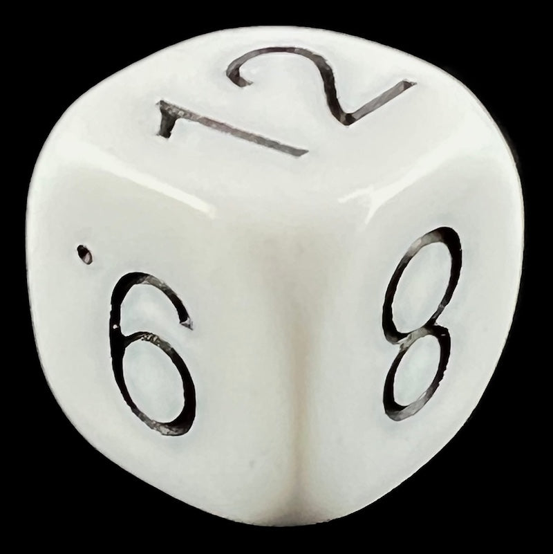 D&G Opaque White & Black Numbered 7-12 Dice