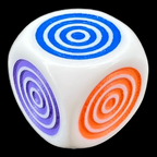 D&G Opaque White Concentric Circle Colour Spot D6 Dice