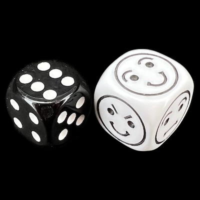 D&G Opaque White Emoti Face 18mm D6 Dice