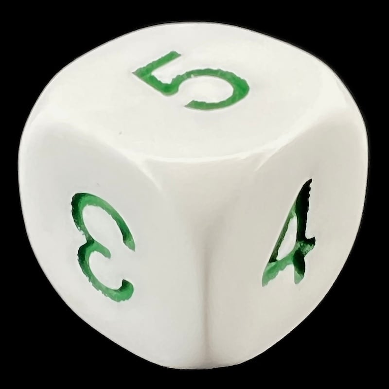 D&G Opaque White & Green Average D6 Dice
