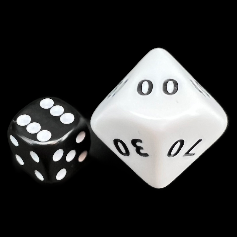 D&G Opaque White JUMBO 34mm Percentile Dice