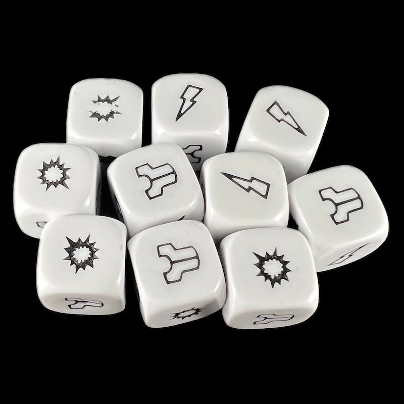HALF PRICE CLEARANCE D&G Opaque White Logo Damage 10 x D6 Dice Set - SECONDS