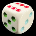 CLEARANCE D&G Opaque White & Rainbow Multi Colour 16mm D6 Spot Dice OOP
