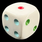 CLEARANCE D&G Opaque White & Rainbow Multi Colour 16mm D6 Spot Dice OOP