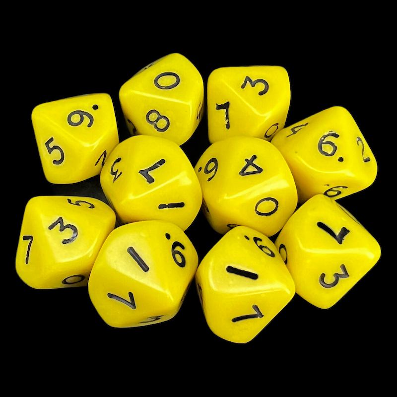 D&G Opaque Yellow 10 x D10 Dice Set