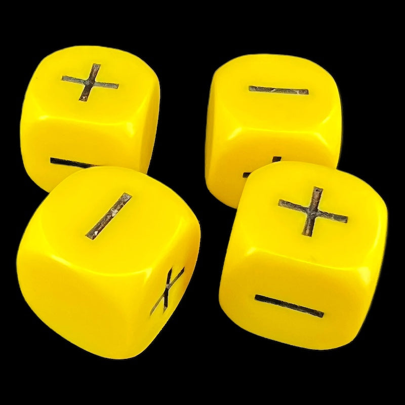 D&G Opaque Yellow & Black Fudge Fate 4 x D6 Dice Set