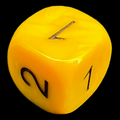 HALF PRICE CLEARANCE D&G Opaque Yellow & Black Numbered 1, 1, 1, 2, 2, 4 D6 Dice