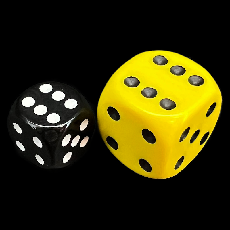 D&G Opaque Yellow & Black JUMBO 22mm D6 Spot Dice