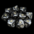 D&G Pearl Black & Gold Ankh 10 x D10 Dice Set