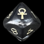 D&G Pearl Black & Gold Ankh D10 Dice