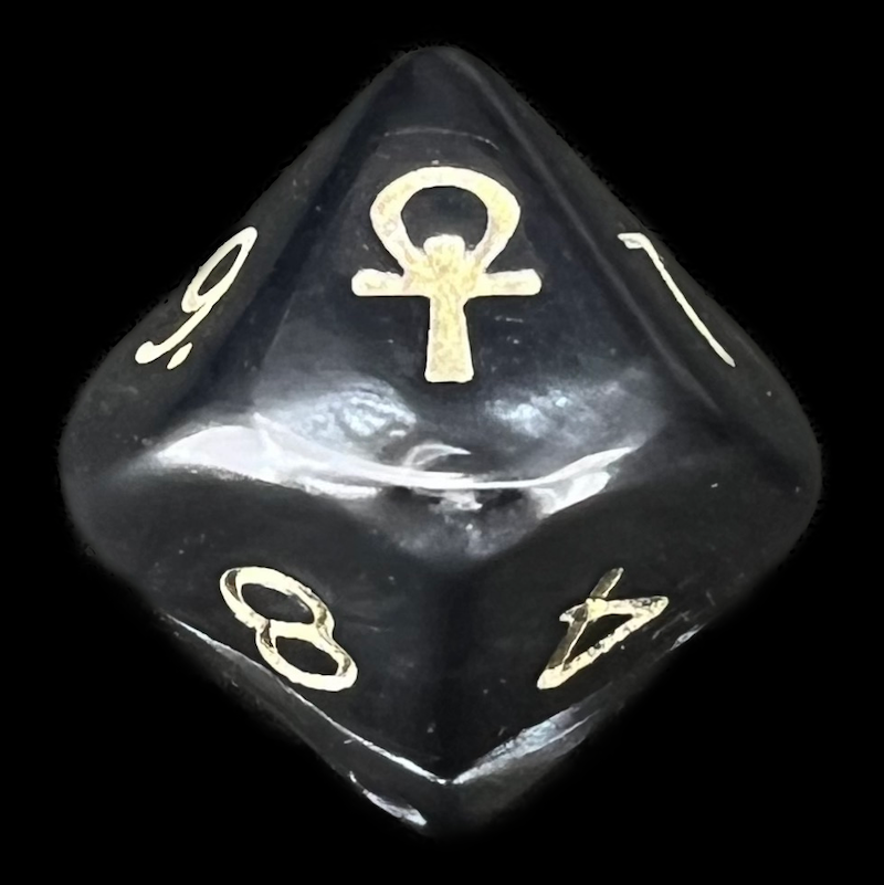 D&G Pearl Black & Gold Ankh D10 Dice