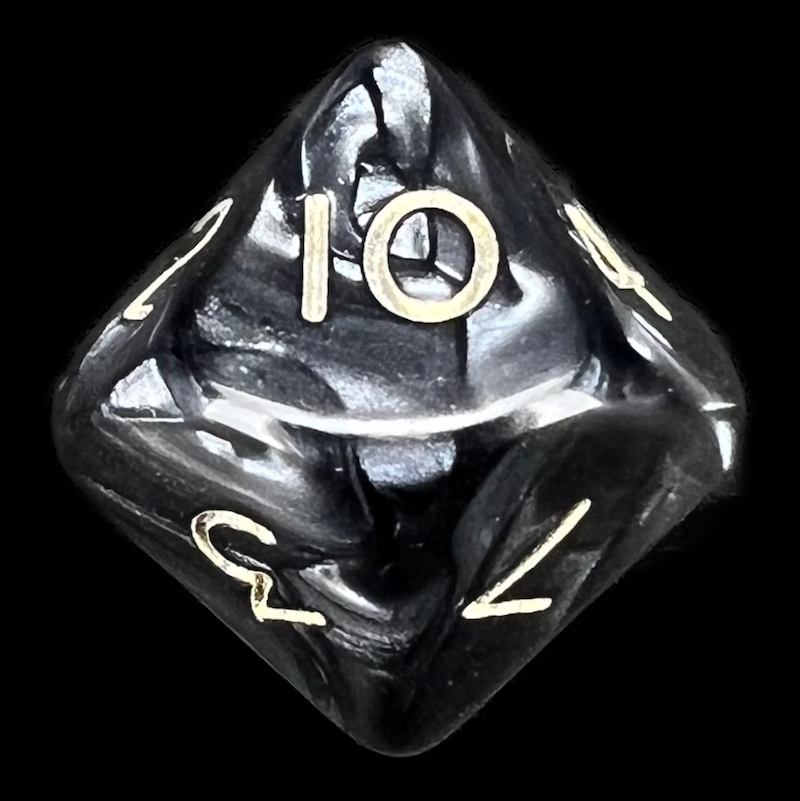 D&G Pearl Black & Gold Ankh 10 x D10 Dice Set