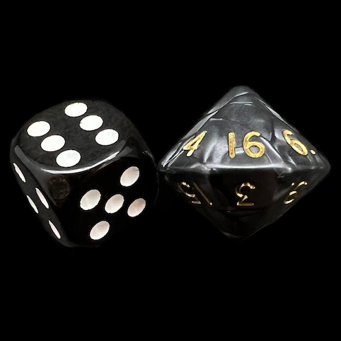 D&G Pearl Black & Gold D16 Dice