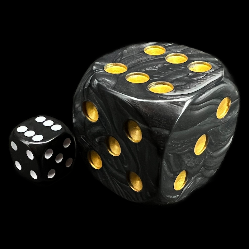 D&G Pearl Black & Gold MASSIVE 36mm D6 Spot Dice