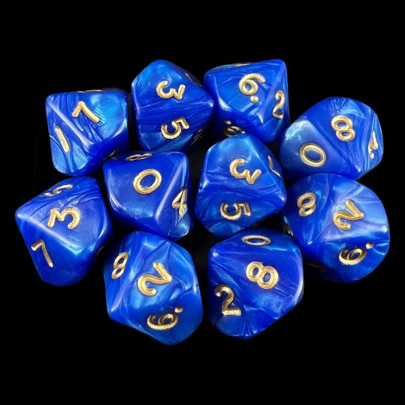 D&G Pearl Blue & Gold 10 x D10 Dice Set