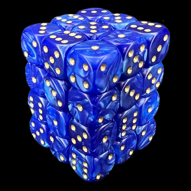 D&G Pearl Blue & Gold 36 x D6 Dice Set
