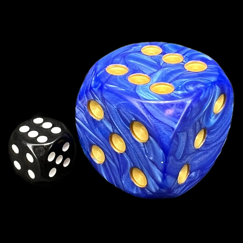 D&G Pearl Blue & Gold MASSIVE 36mm D6 Spot Dice