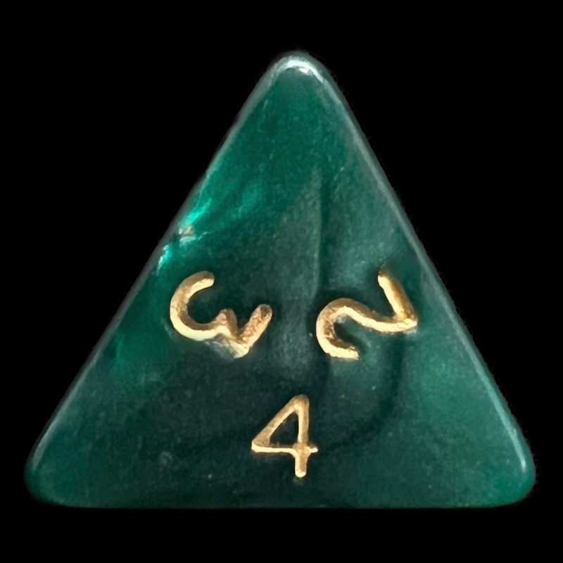 D&G Pearl Green & Gold D4 Dice