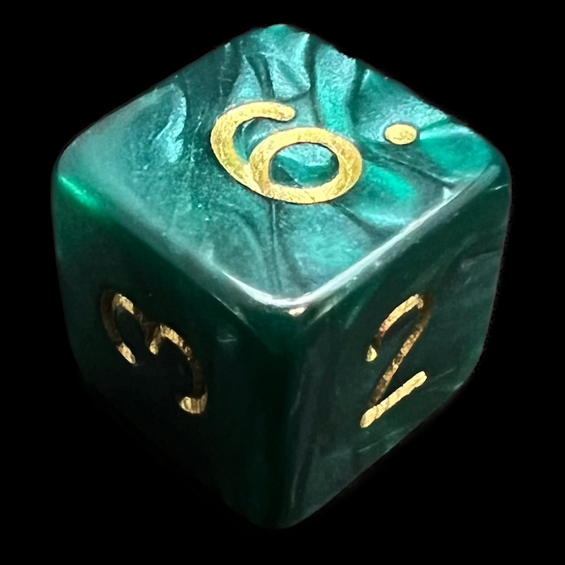 D&G Pearl Green & Gold D6 Dice