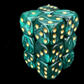 D&G Pearl Green & Gold 12 x D6 Dice Set