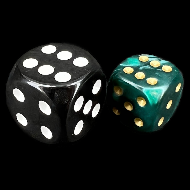 D&G Pearl Green & Gold 12mm D6 Spot Dice