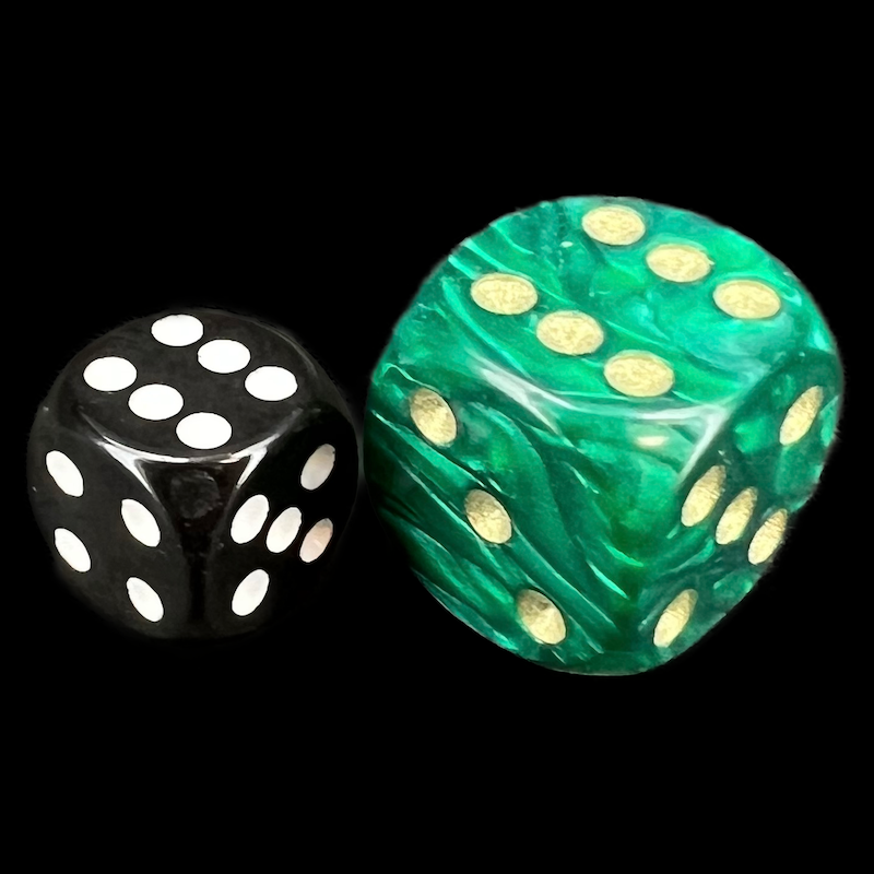 D&G Pearl Green & Gold JUMBO 22mm D6 Spot Dice