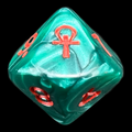 D&G Pearl Green & Red Ankh D10 Dice