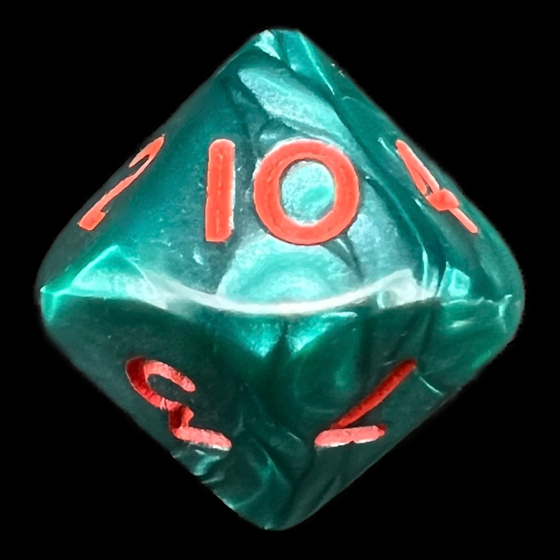 D&G Pearl Green & Red Ankh 10 x D10 Dice Set