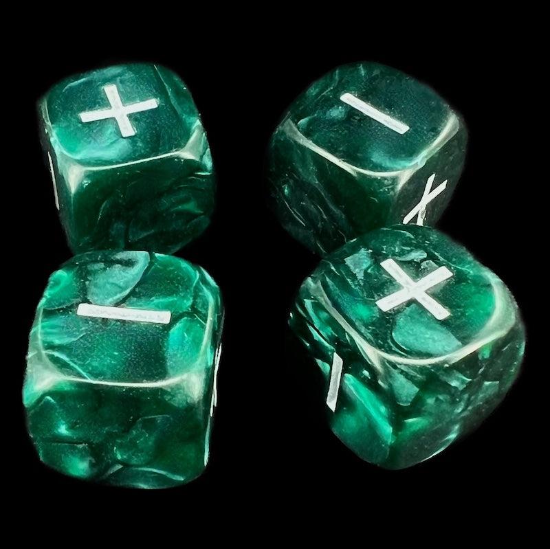 D&G Pearl Green & White Fudge Fate 4 x D6 Dice Set