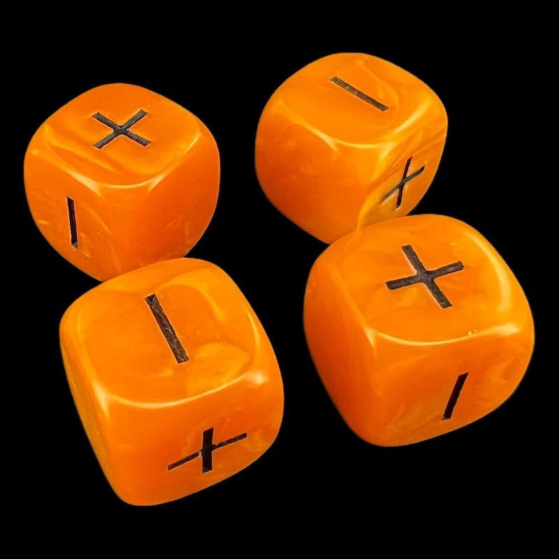 D&G Pearl Orange & Black Fudge Fate 4 x D6 Dice Set