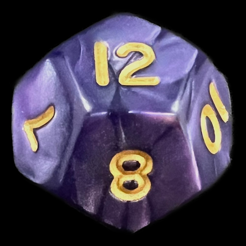 D&G Pearl Purple & Gold D12 Dice