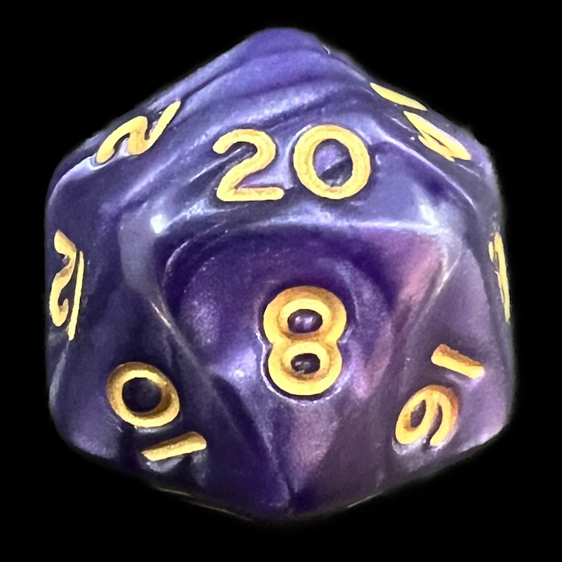 D&G Pearl Purple & Gold D20 Dice